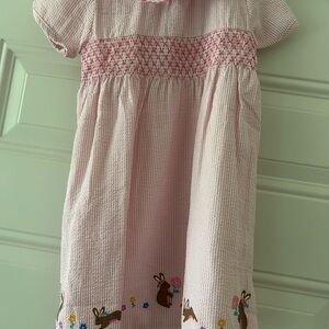 Easter Smocked Dress with Embroidered Bunnies